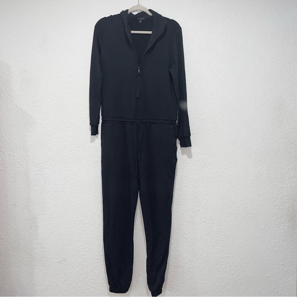 Beyond Yoga Ski Weekend Jumpsuit in Black Half Zip Fitted Waist Cozy Medium